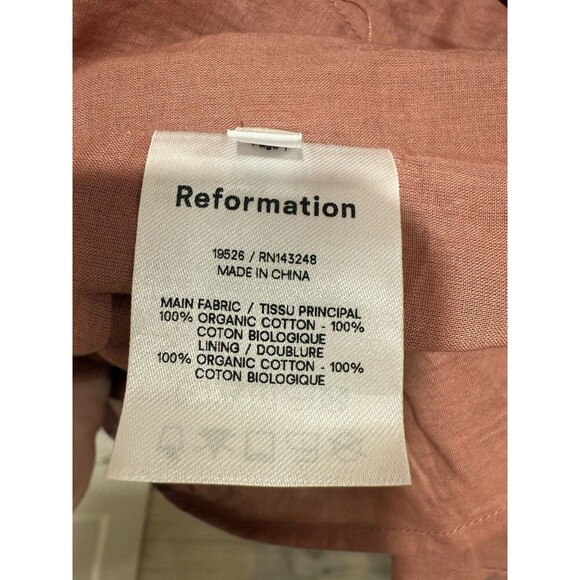 Reformation Dunes Mini Dress in Praline 100% Organic Cotton  Size 4 - Picture 9 of 9